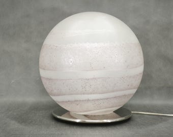 1970s Italian Space Age Murano Glass Globe Table Lamp Chrome Vintage Lighting