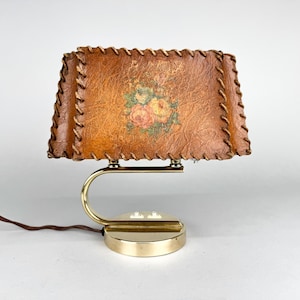 1930s Brass & Parchment Table Lamp / Art Deco Table Lamp