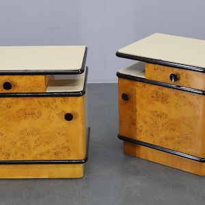 1950s Pair of  Bedside Tables /Night stands in Birch Finish, Czechoslovakia / Mid-century / Vintage Bedside Tables /