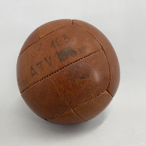 Vintage Brown Leather Medicine Ball by Gala, 1930&#39;s