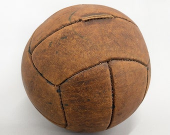 Vintage Brown Leather Medicine Ball, 1930's / Vintage Sport / Heavy Leather Ball