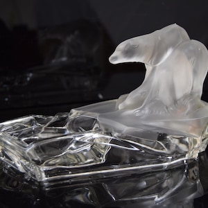 Art deco Ashtray designed by Karl Zentner for Glasswork Libochovice, 1930&#39;s / Crystal Glass Ashtray