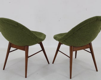 1960s Pair of Restored Shell Chairs in Bouclé, Czechoslovakia