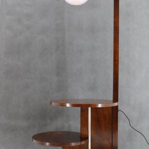 1930s Jindrich Halabala Walnut Floor Lamp, Restored Mid-Century Modern