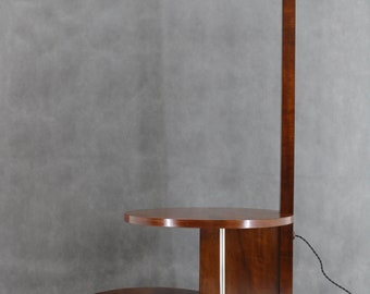1930s Jindrich Halabala Walnut Floor Lamp, Restored Mid-Century Modern