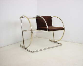 Combined Armchair With Side Table, Germany, 1970s / Mid-century / Vinatage Table / Brown Colour /