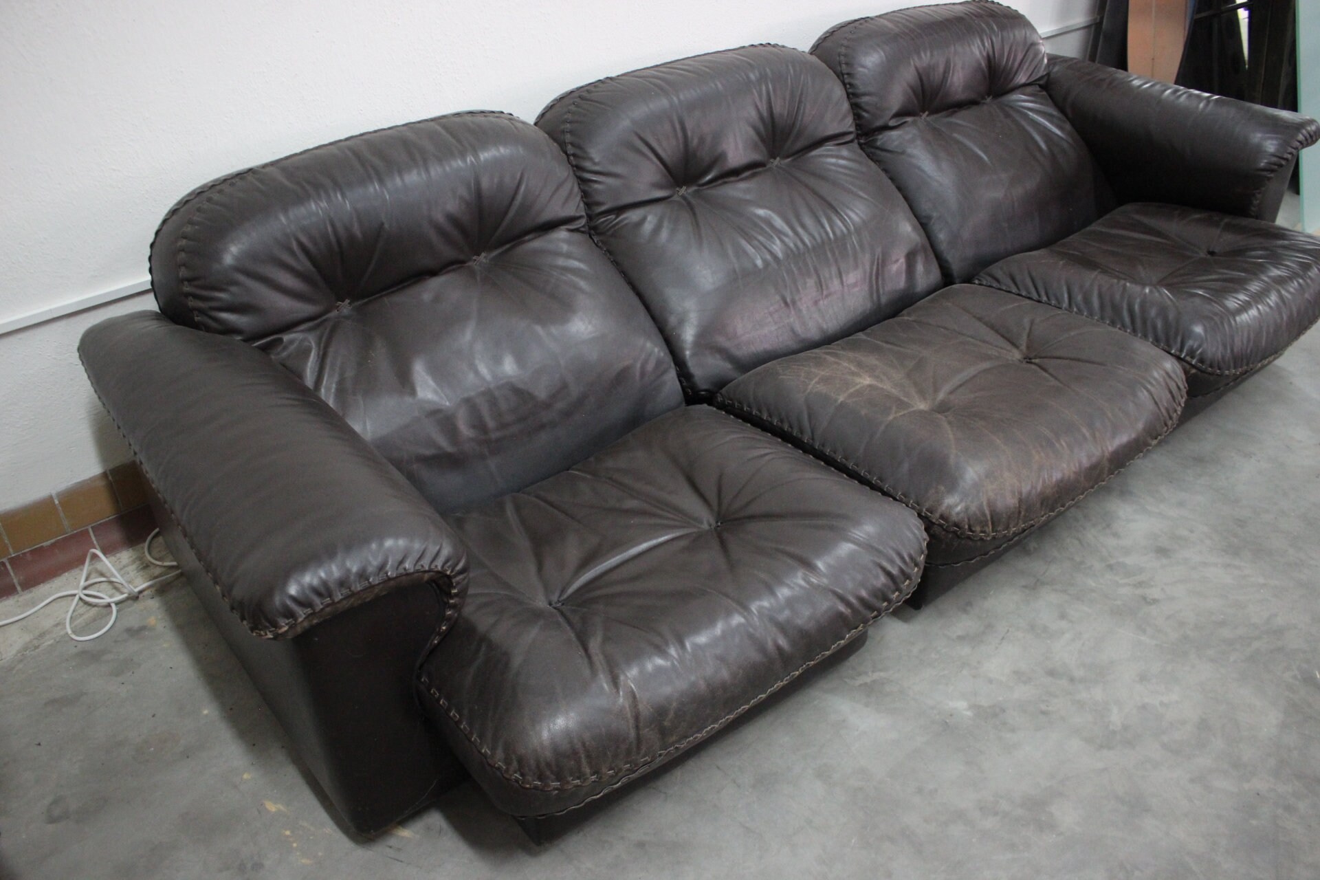 1970s De Sede Adjustable Brown Leather 3-seater Sofa DS-110 1970s De Sede Adjustable Brown Leather 3-seater Sofa DS-110