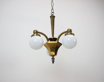 Art Deco Chandelier, 1920's / Vintage Chandelier / Gold Colour / Art Deco Brass Chandelier