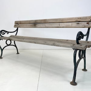 19th Century Cast Iron & Wood Solid Bench / Antique Bench