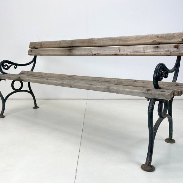 Banc massif en fonte et bois du XIXe siècle / Banc antique