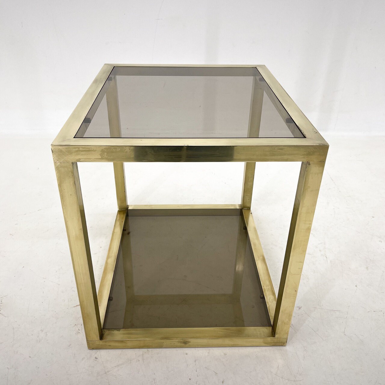 Italian Mid-century Brass and Smoked Glass Table, 1970's