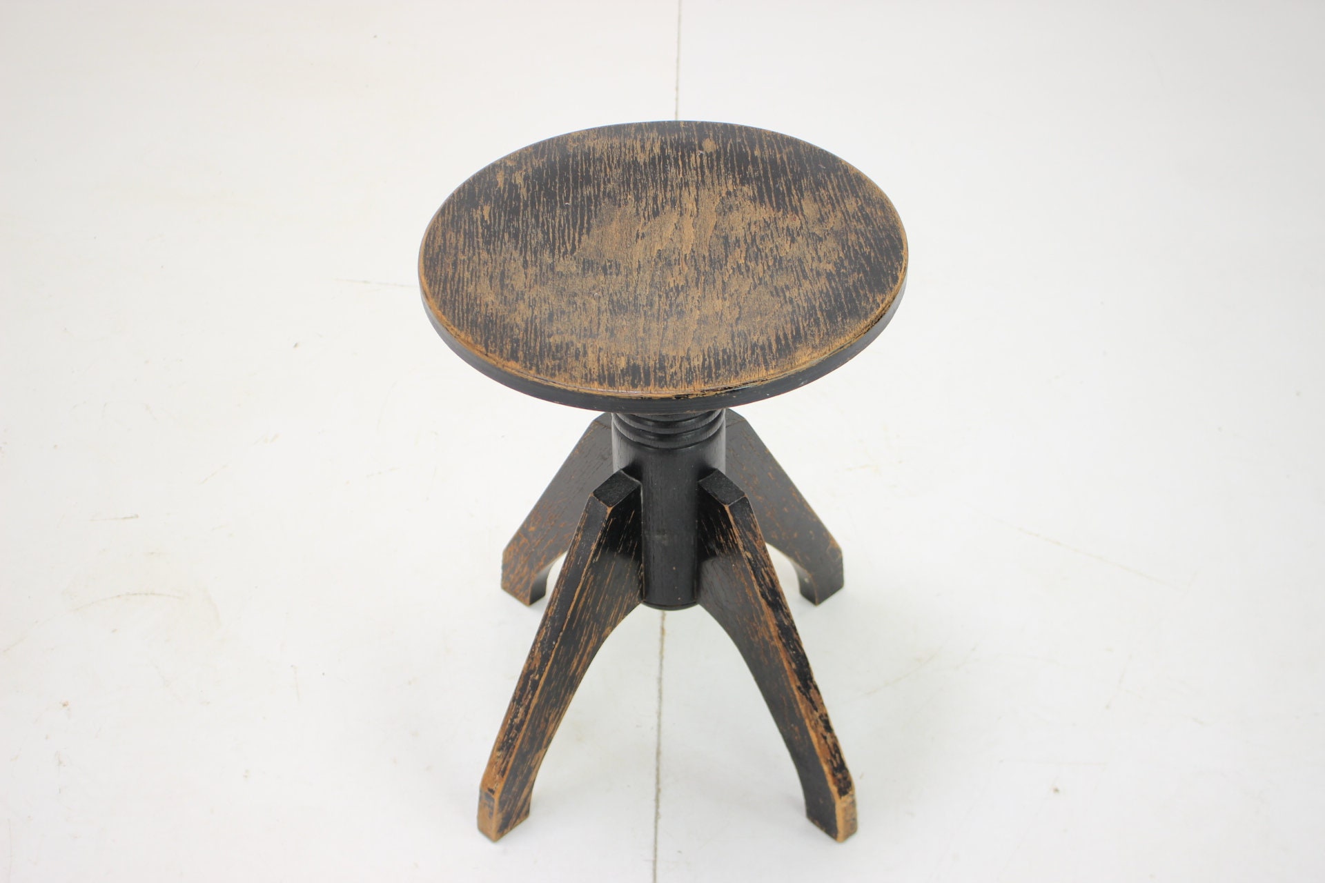 Midcentury Height Adjustable Piano Stool, 1950s / Vintage Stool