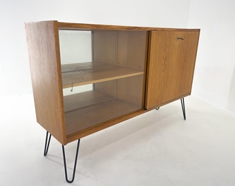 Mid-Century Cabinet with a Bar, Czechoslovakia / Vintage Cabinet / Display Cabinet with Bar