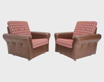 Czechoslovak Midcentury Armchairs Pair 1960s Swivel Casters Vintage Lounge Chairs