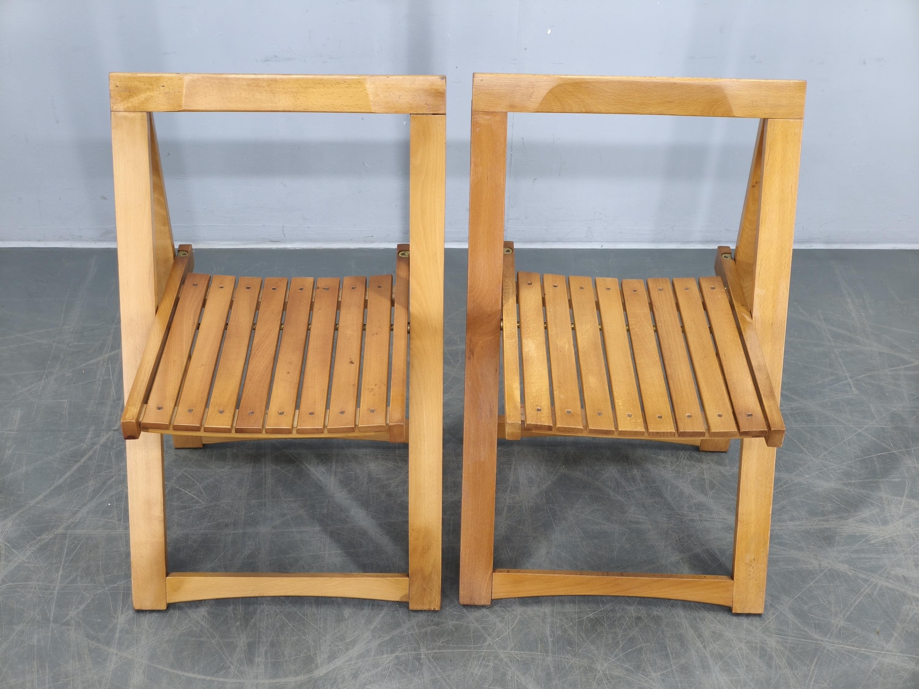Aldo Jacober Trieste Folding Chairs Set of Four Italian Beechwood