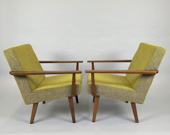 Pair of Mid-century Armchairs, Czechoslovakia, 1960's / Set of Two Vintage Armchairs