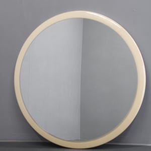 1970s Round Mirror , Italy / Vintage Mirror / Mid-century / White Colour /