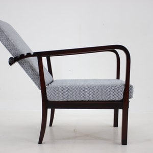 1940s Restored Beech Adjustable Armchair ,Czechoslovakia / Blue Colour / Mid-century / Vintage Chair /