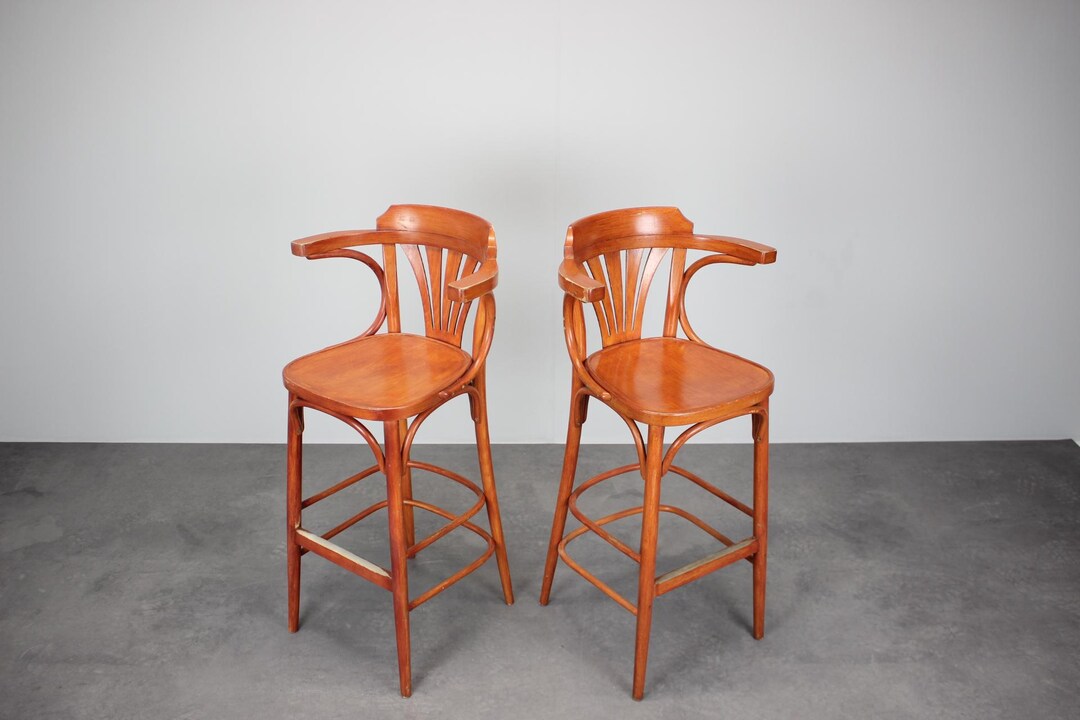 Set of 2 Vintage Bar Stools by TON, 1980, Czech Republic - Etsy