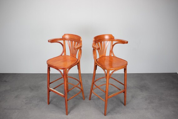 Set of 2 Vintage Bar Stools by TON, 1980, Czech Republic - Etsy