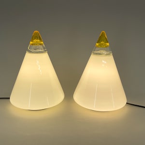 Pair of Vetri Murano Table Lamps by Giusto Toso, 1970&#39;s / Italian Design Lamps / Set of Two Vintage Design Lamps / Prism