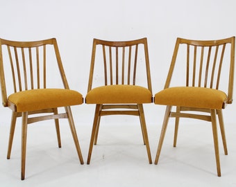 1960s Antonin Suman Oak Chair, Set of Three