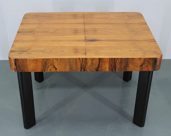1930s Art Deco Extendable Dinig Table in Walnut Finish ,Czechoslovakia  / Mid-century / Vintage Table /