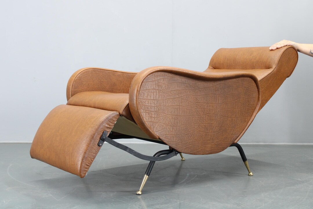 1950s Marco Zanuso Reclining 'lady' Lounge Chair in Leatherette