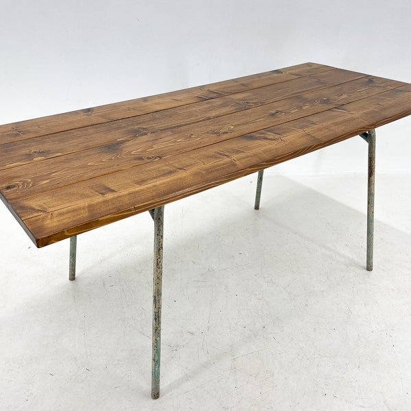 Vintage Industrial Wood & Metal Dining Table / Industrial Style Dining Table / Iron / Original Paint, Patina