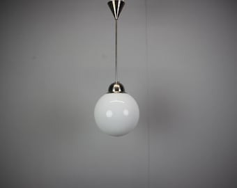 Art Deco Glass Globe Pendant Chandelier Chrome Europe 1930s