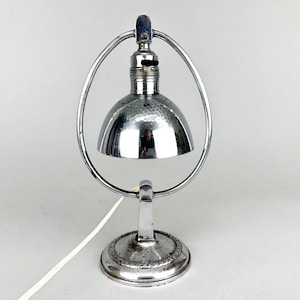 Art Deco Chrom Tischlampe / Laterne, 1930er Jahre