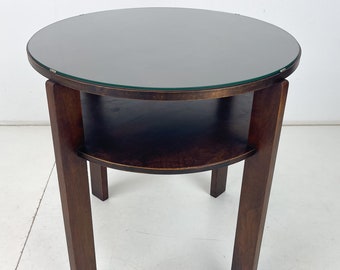 1940's Round Coffee Table, Czechoslovakia / Vintage Coffee Table / Wooden Coffee or Side Table