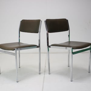 Set of Two Chrome Chairs, 1970&#39;s / Mid-century / Brown Colour / Vintage Chair /
