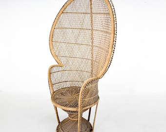 Vintage Bohemian Peacock Wicker Chair