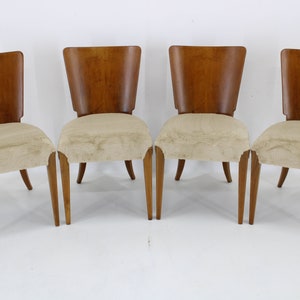 Chaises de salle à manger Jindrich Halabala H-214 pour UP Závody, Années 1950, Set de 4 / Milieu du siècle / Couleur marron / Chaises vintage /