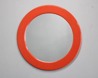 Miroir Professionnel Orange Space Age – Vintage 70s – Diamètre 25 Cm