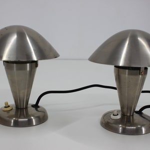 1930s Pair of  Chrome Plated Bauhaus Lamps, Czechoslovakia / Small Vintage Bedside Lamps / Vintage Lighting
