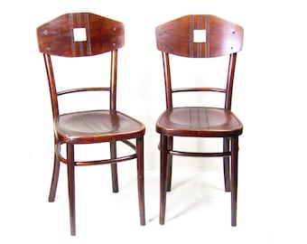 Vintage Set of 2 Thonet Bentwood Chairs No 219, Art Nouveau Chairs