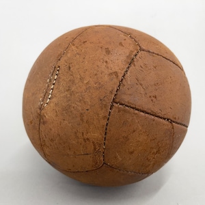 Vintage Brown Leather Medicine Ball, 1930&#39;s