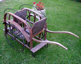 19th Century Zwillings-Kinderwagen / Kinderwagen von Thonet / Mid-Century / braune Farbe / Vintage Stoller /