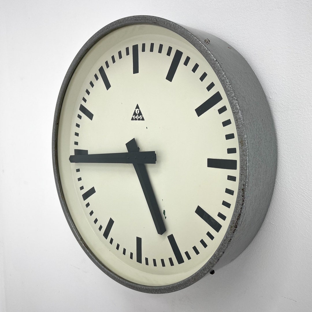Vintage Industrial Wall Clock by Pragotron, 1950's Etsy