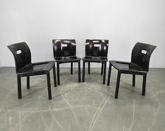Conjunto de sillas de comedor Kartell Ferrieri Modelo 4870, color negro, diseño italiano.