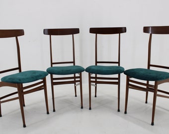 Set van vier mahoniehouten eetkamerstoelen uit de jaren 60, Italië
