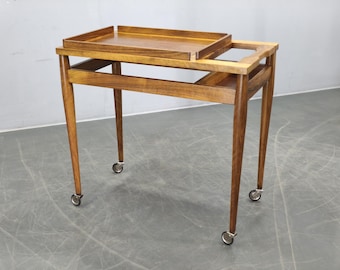 Mid Century Walnut Serving Cart Bar Trolley Drinks Table 1970s