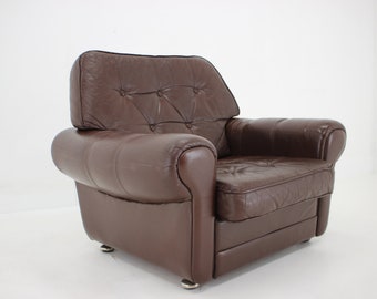 1970er Jahre dänischer brauner Ledersessel, Mid-Century Modern