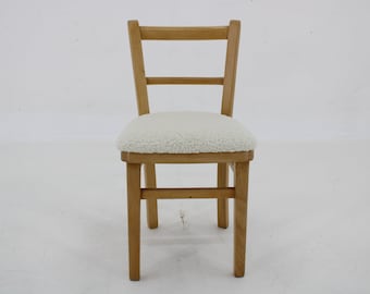 1970s Beech Children Chair ,Restored / Mid-century / Vintage Chair / Brown colour / White colour /