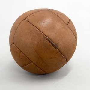 Vintage Brown Leather Medicine Ball, 1930&#39;s