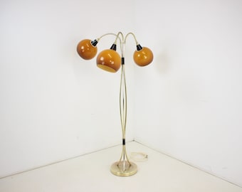 1960's Brass Floor Lamp, Czechoslovakia / Mid-century Lighting / Brown colour