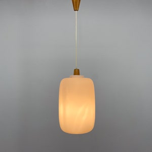 1960s Wood and Glass Midcentury Pendant Light by ULUV, Czechoslovakia