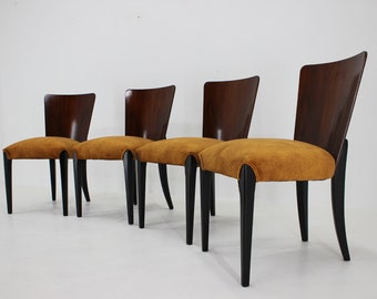 1950s  Jindrich Halabala Dining Chairs H-214 for UP Závody, Set of 4 / Vintage Chairs / Mid-century / Brown Colour /